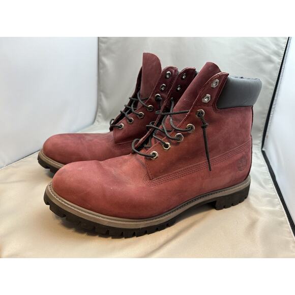 Timberland 6608 A6" Men's Classic Boot - Red, Size US 13M - Picture 4 of 8